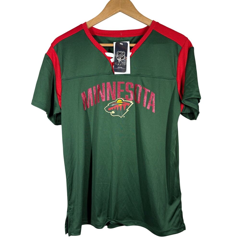 NEW! NHL Minnesota Wild Jersey Casual Sport Short Sleeve Hockey Athletic - L